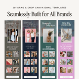 Canva email template and elements kit by simplylynnscreative with colorful design elements and customizable layout options.