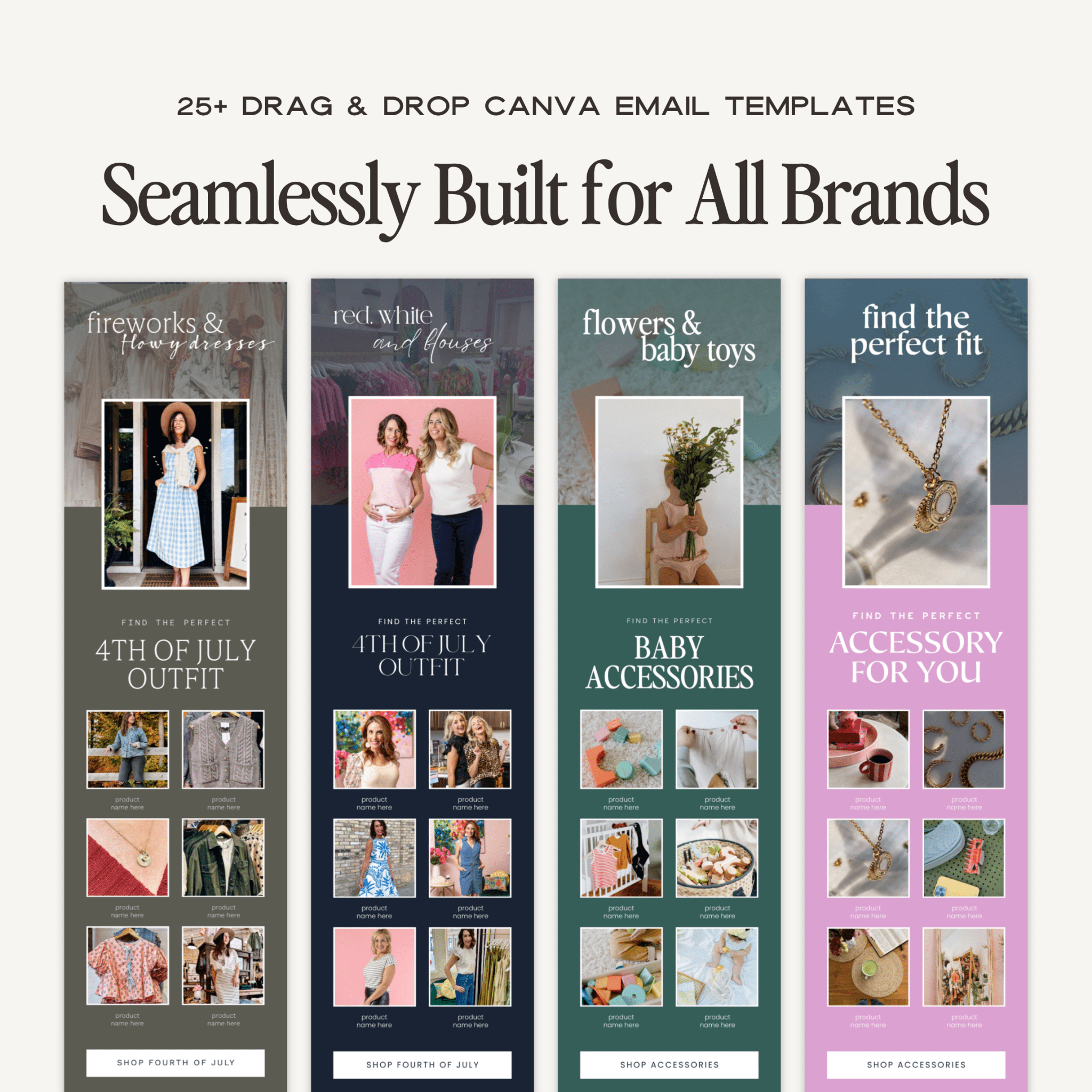 Canva email template and elements kit by simplylynnscreative with colorful design elements and customizable layout options.