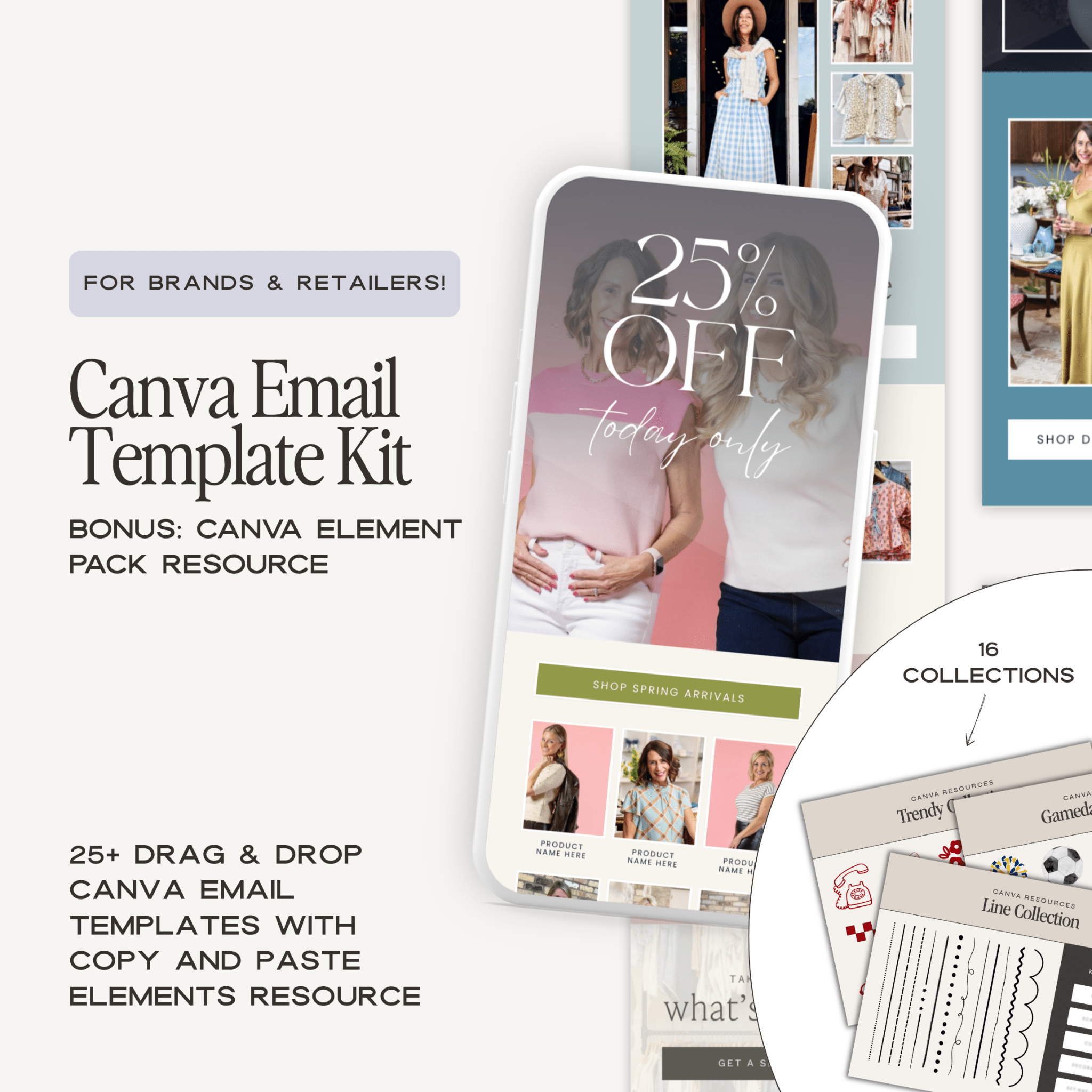 Canva email template and elements kit featuring customizable design elements for professional email creations by simplylynnscreative.