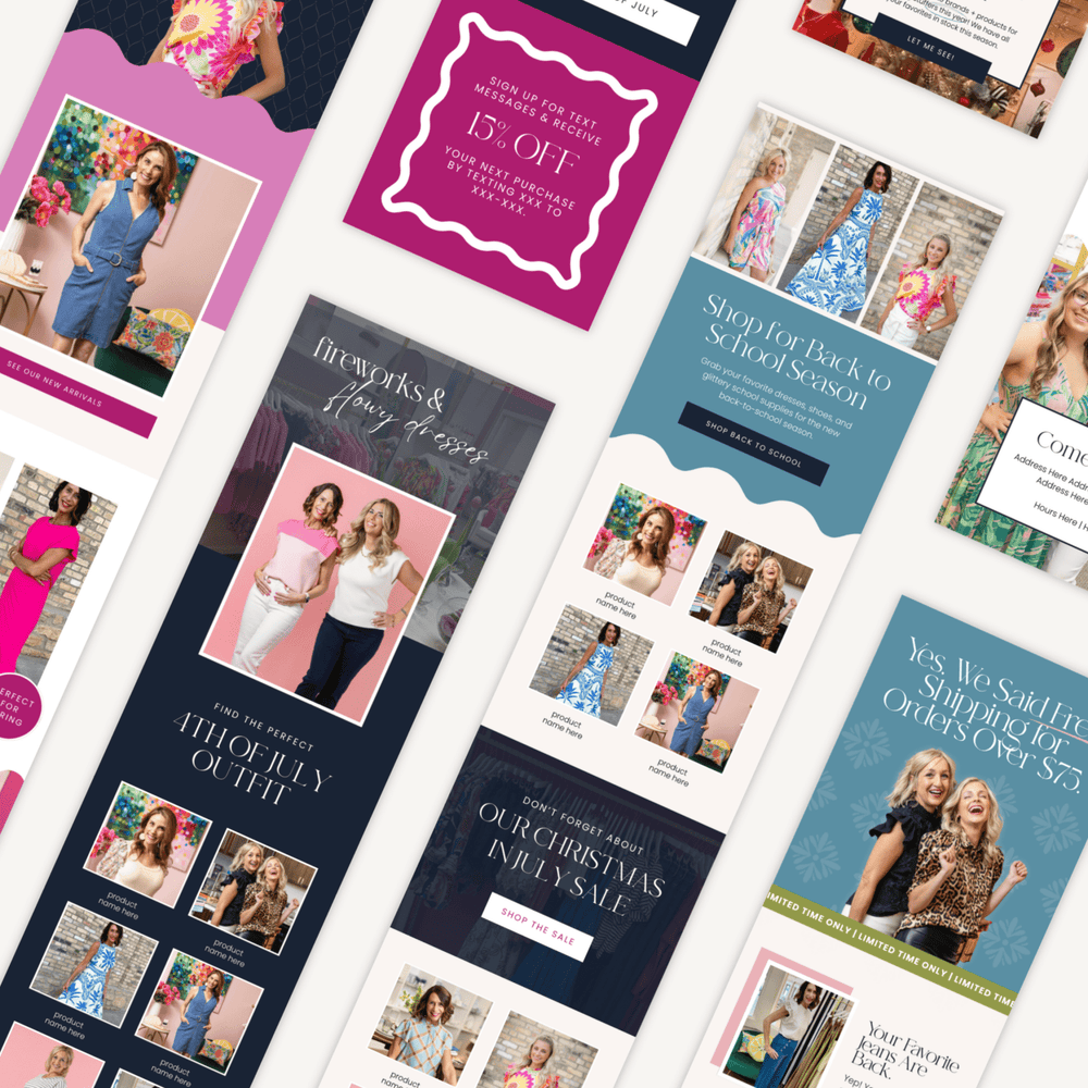 Canva email template and elements kit by simplylynnscreative, featuring colorful design elements and customizable email layout.