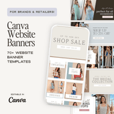 Canva website banner template kit by simplylynnscreative featuring customizable digital banners for website design.