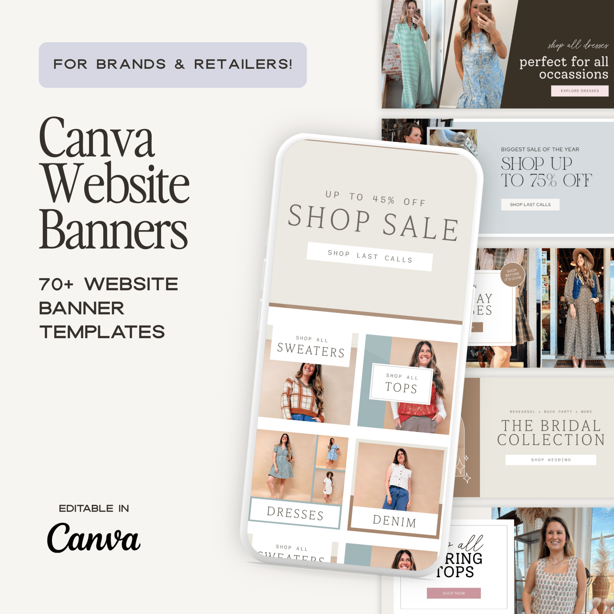 Canva website banner template kit by simplylynnscreative featuring customizable digital banners for website design.