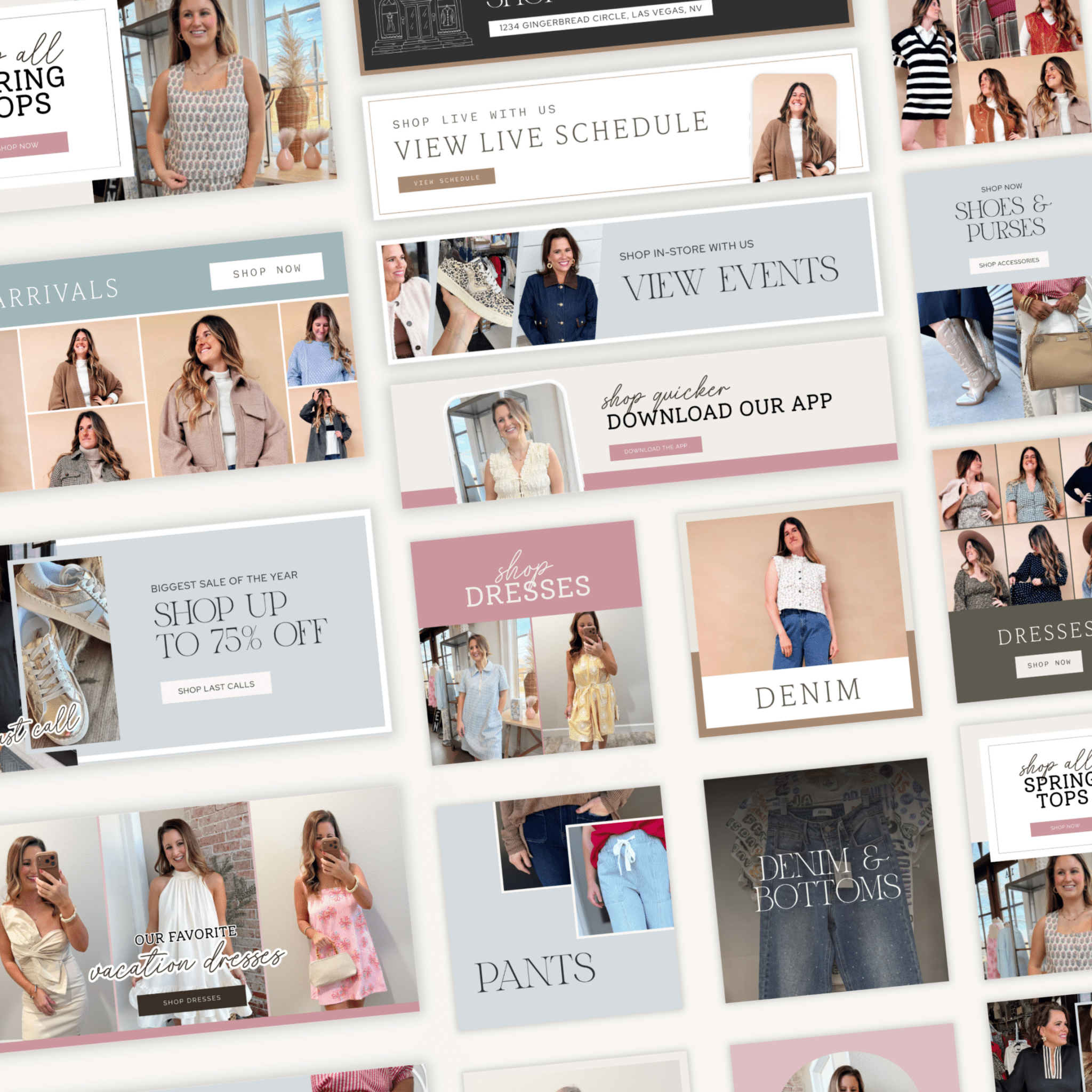 Canva website banner template kit by simplylynnscreative with various customizable digital banner designs for websites.