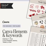 Canva email template and elements kit featuring customizable banners and design elements for professional email marketing.