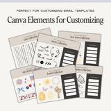Canva email template and elements kit by simplylynnscreative featuring customizable website banner designs and graphic elements.