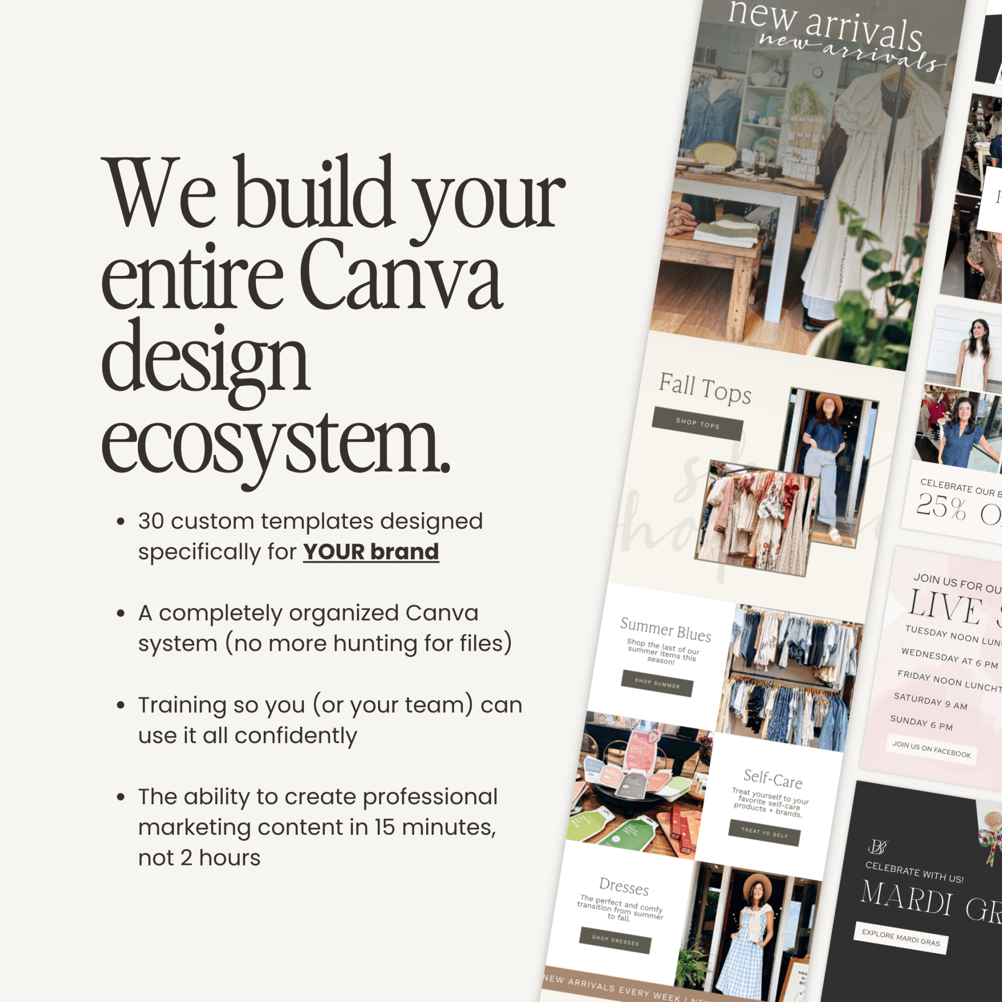 Done for YOU Custom Canva Design System by Simply Lynn's Creative, featuring organized templates and branding elements.