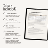 Klaviyo Kickstart email marketing course for retailers by Simply Lynn's Creative, featuring course materials and branding elements.