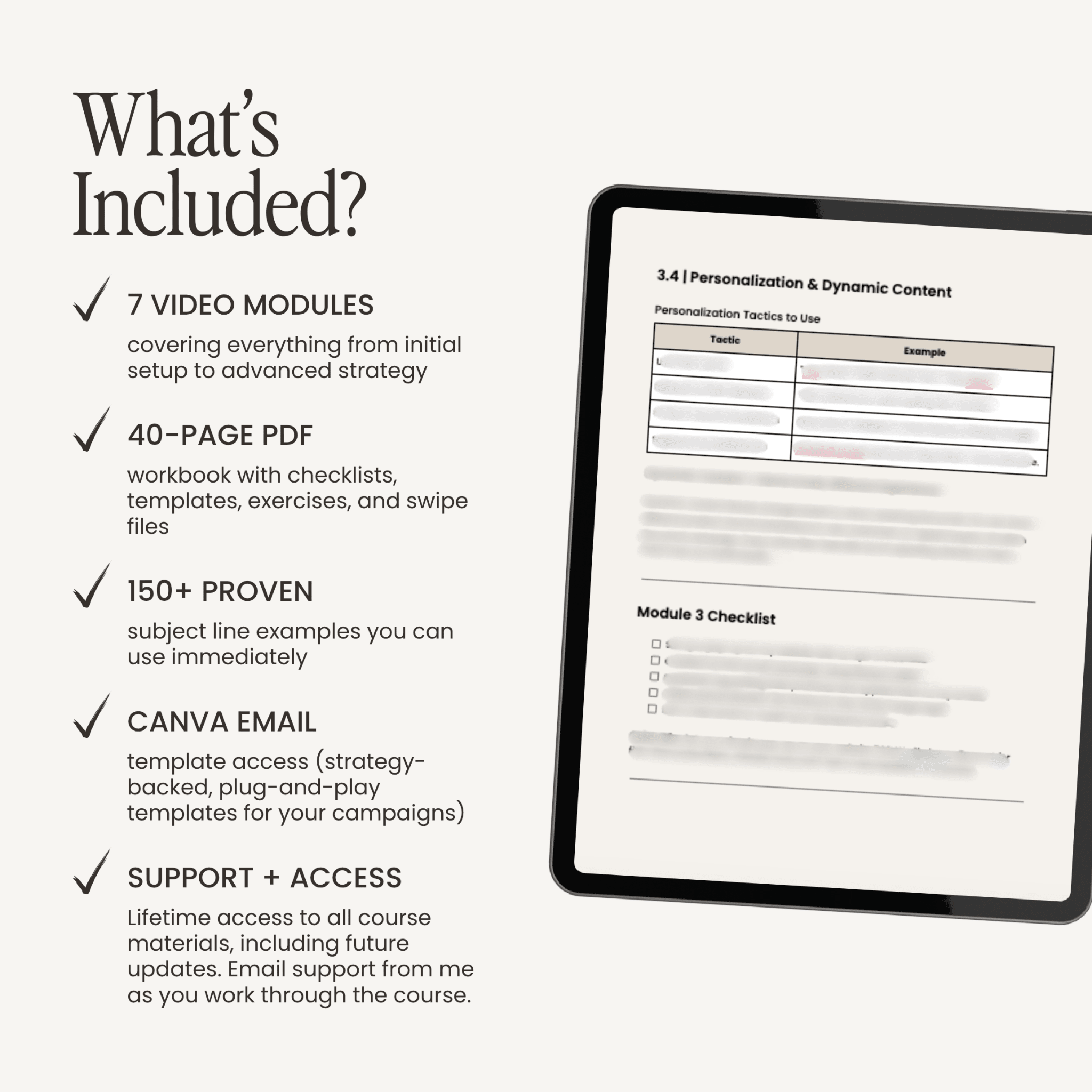 Klaviyo Kickstart email marketing course for retailers by Simply Lynn's Creative, showing course materials and branding.