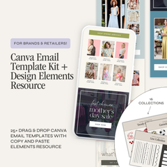 Canva email template and elements kit by simplylynnscreative, featuring customizable design layouts and graphic elements.