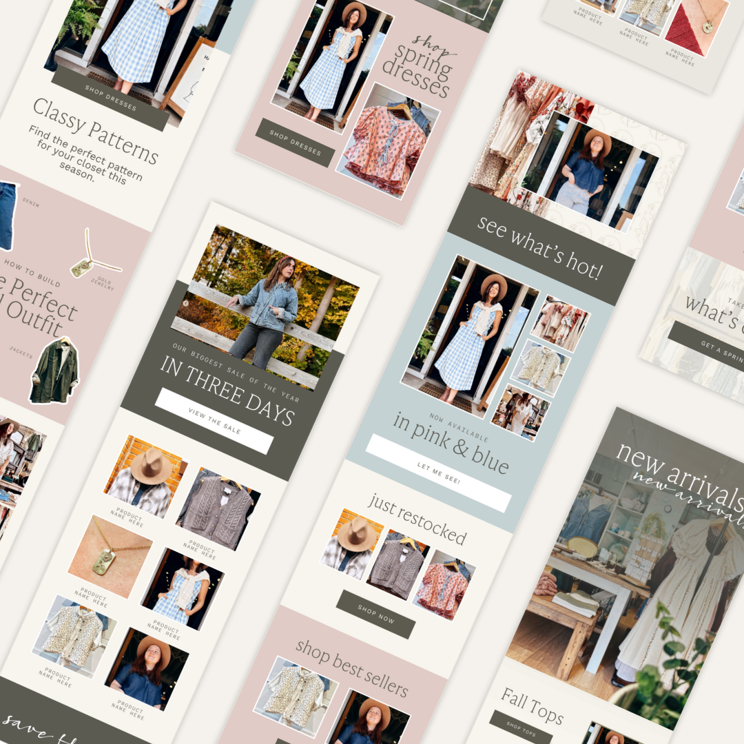 Canva email template and elements kit by simplylynnscreative with colorful design elements and customizable layout options.