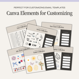 Canva social media template kit by simplylynnscreative showing colorful website banner designs and customizable graphics for branding.