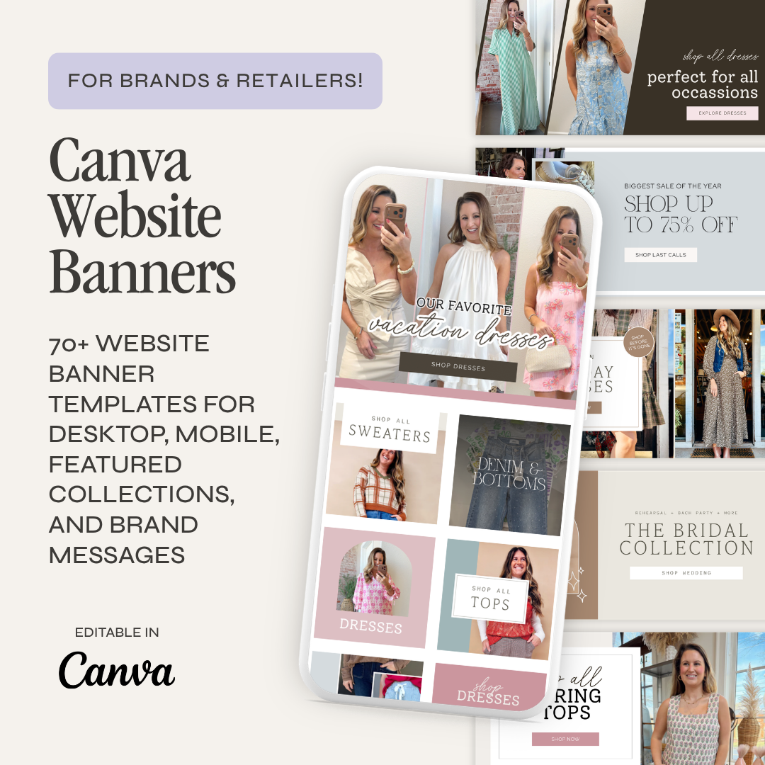 Canva website banner template kit by simplylynnscreative featuring customizable design layouts for online banners