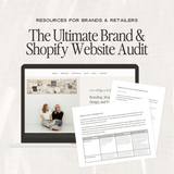 Screenshot of The Ultimate Brand & Shopify Website Audit by simplylynnscreative, showing audit report with charts and analysis details.